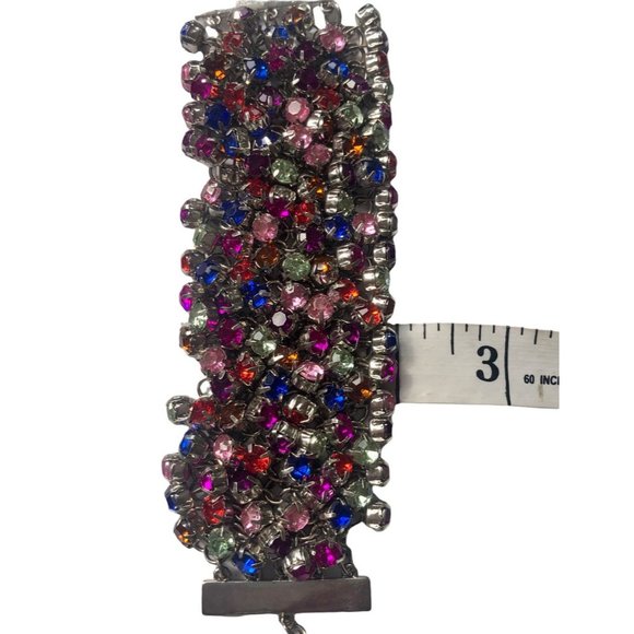 Rhinestone Bracelet Multicolor Mesh Super Blingy Bracelet - Picture 8 of 12